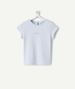 T-shirt manches courtes bébé fille en coton bio bleu avec message - 9 M
