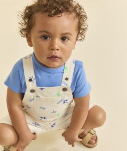 T-shirt bébé garçon en coton biologique bleu avec poche - 12 M