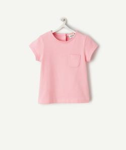 T-shirt manches courtes bébé en coton biologique rose avec poche - 24 M