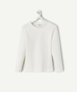T-shirt manches longues fille en coton bio blanc - 5 A