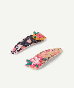 Le lot de 2 barrettes imprimées avec fleurs en gomme - TU