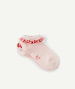 La paire de chaussette rose avec volant coloré - 31-34
