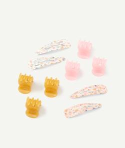 Lot de 4 barrettes fleuries et 6 pinces colorées bébé fille - TU