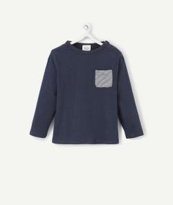 Le t-shirt bleu marine avec poche rayée - 1 M - Soldes