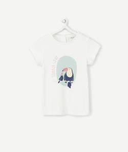 T-shirt bébé fille blanc en coton bio avec animation - 6 M
