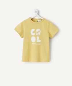 T-shirt bébé garçon en fibres recyclées jaune avec message - 3 M