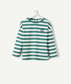 T-shirt manches longues bébé garçon en coton bio rayé vert - 3 M