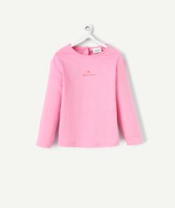T-shirt manches longues bébé fille en coton bio rose thème trop chou - 3 M