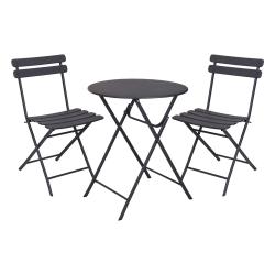 Cémonjardin - Ensemble table de jardin anthracite Bistro + 2 chaises