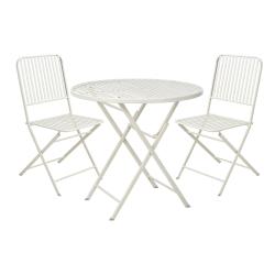 Cémonjardin - Ensemble table de jardin bistro ronde beige + 2 chaises
