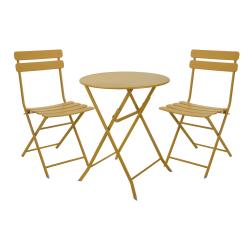 Cémonjardin - Ensemble table de jardin moutarde Bistro + 2 chaises