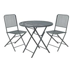 Cémonjardin - Ensemble table de jardin bistro ronde anthracite + 2 chaises
