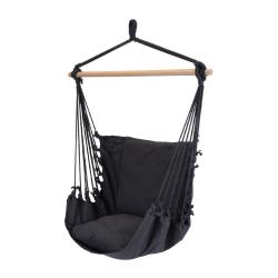 Cémonjardin - Fauteuil suspendu noir avec coussin