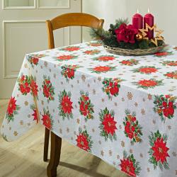 Nappe Poinsettia, se nettoie d'un coup d'éponge