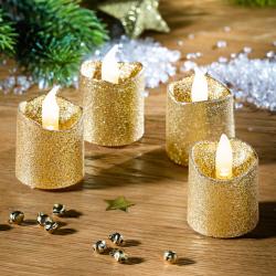 Lot de 4 bougies à brillance dorée