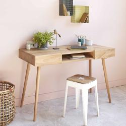 CODE BFRIDAY10, -10% sur Bureau en bois massif teck massif, Teck, Naturel, H75 cm L120 l50 cm BERAH GETAH
