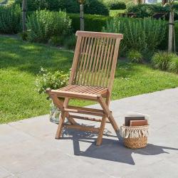 CODE BFRIDAY10, -10% sur Chaise de jardin en bois massif teck huilé massif pliante, Teck huilé, Marron, H90 cm L47 l41 cm BERAH GETAH