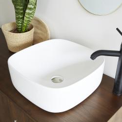 Vasque carrée bords arrondis en céramique blanche, Céramique, Blanc, H15,5 cm L42.5 l42,5 cm BERAH GETAH