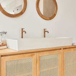 CODE BFRIDAY10, -10% sur Vasque en bois massif béton beige 100 cm, Béton, Beige, H12,5 cm L100 l37 cm BERAH GETAH