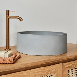 CODE BFRIDAY10, -10% sur Vasque tambour en bois massif béton naturel 37 cm, Béton, Gris, H12,5 cm L37 l37 cm BERAH GETAH