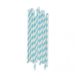 25 pailles rayées - Bleu clair My Little Day