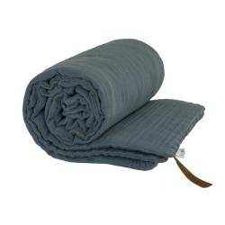 Couverture Hiver Gaze de coton bio - Bleu gris