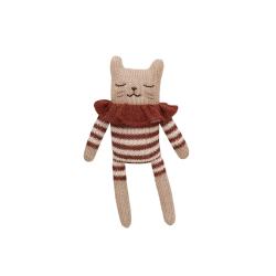 Doudou Chaton en Combinaison rayée - Sienne - Main Sauvage
