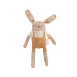 Doudou Lapin en salopette - Moutarde - Main Sauvage