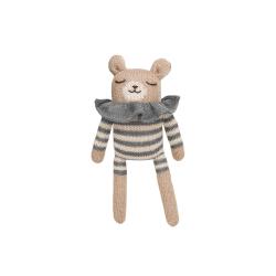 Doudou Ourson en Combinaison rayée - Denim - Main Sauvage