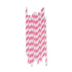 25 pailles rayées - Rose bonbon - My Little Day