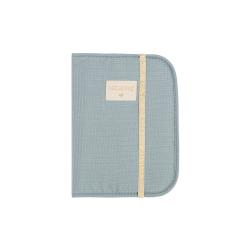 Protège carnet de santé Poema Nid d'abeille - Bleu Stone - Nobodinoz