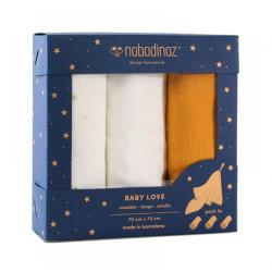 Pack 3 langes Baby Love Elements - Jaune - Nobodinoz
