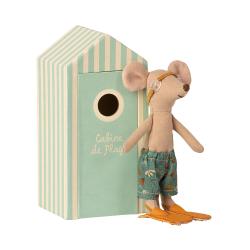 Souris Grand Frère dans sa Cabine de Plage - Maileg