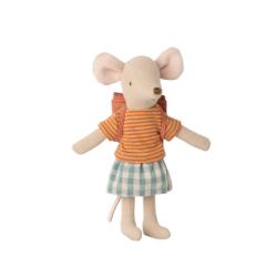 Souris Cycliste Grande Soeur et son cartable - Rose Maileg