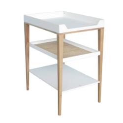 Table à langer Bois et Cannage Rotin Nami - Blanc Théo